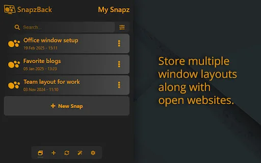 ดาวน์โหลด SnapzBack Layout Manager – จัดระเบียบหน้าต่าง Chrome ฟรี - Screenshot 1