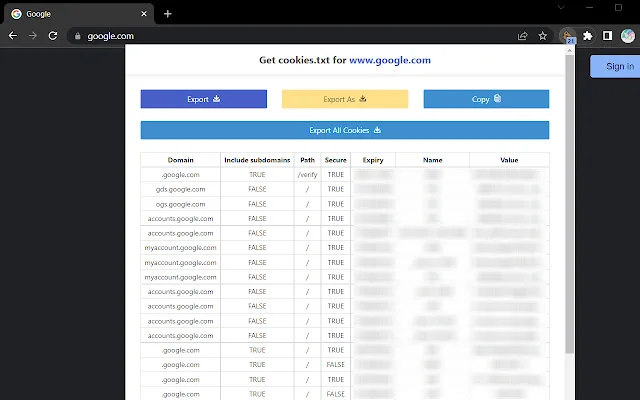 ดาวน์โหลด Get cookies.txt ล่าสุด – ส่งออกคุกกี้ Netscape ฟรี - Screenshot 1