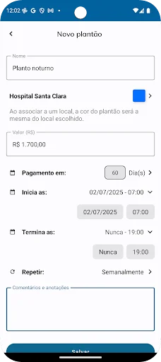 ดาวน์โหลด Plantãozinho เวอร์ชันล่าสุด – จัดการตารางเวรแพทย์อย่างมืออาชีพ - Screenshot 4