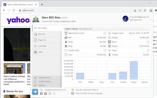 ดาวน์โหลด Open SEO Stats ล่าสุด – เครื่องมือวิเคราะห์ SEO ครบวงจรสำหรับ Chrome - Screenshot 1