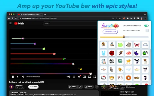 Sweezy Custom Progress Bar for YouTube™ – ปรับแต่งแถบเล่นวิดีโอให้สวยงามฟรี - Screenshot 2