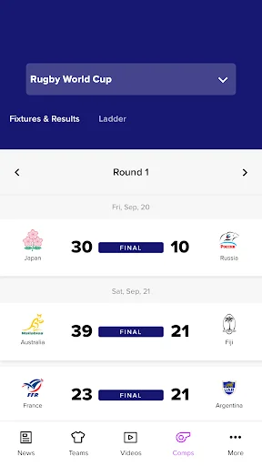 ดาวน์โหลด Rugby Xplorer ล่าสุด – ติดตามข่าวสารรักบี้และผลการแข่งขันฟรี - Screenshot 5