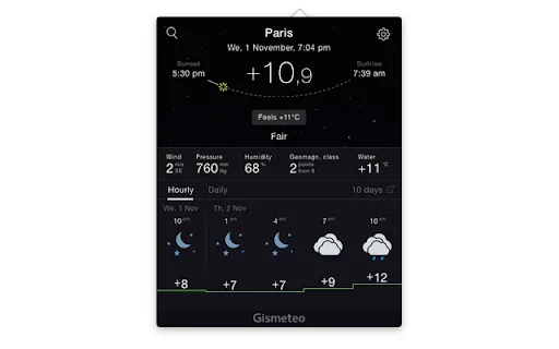 ดาวน์โหลด Gismeteo Weather ล่าสุด – พยากรณ์อากาศแม่นยำฟรีบน Chrome - Screenshot 2