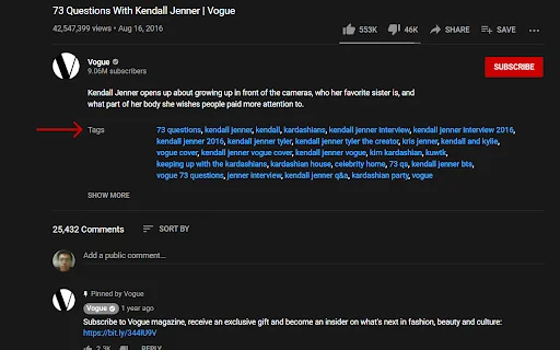 YouTube Tags – ดูแท็กวิดีโอ YouTube ง่ายๆ เพิ่มประสิทธิภาพ SEO ฟรี - Screenshot 2