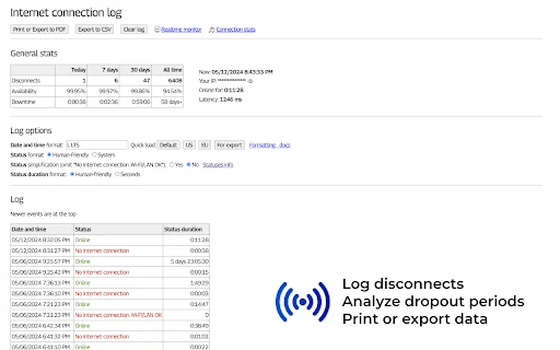 Internet Connection Monitor: ตรวจสอบสถานะเน็ตและบันทึกข้อมูลแบบเรียลไทม์ - Screenshot 3