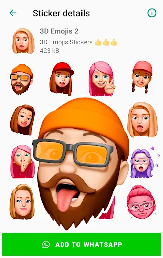 ดาวน์โหลด Funny Emojis Stickers ล่าสุด – สติกเกอร์ 3D สุดน่ารักสำหรับ WhatsApp - Screenshot 18