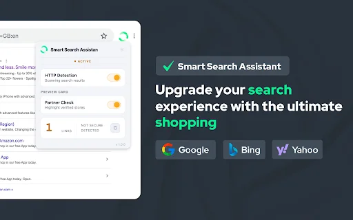 Smart Search Assistant: ตรวจสอบร้านค้าออนไลน์และรับคูปองส่วนลดฟรี - Screenshot 1