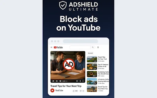 ดาวน์โหลด AdShield ตัวบล็อกโฆษณา YouTube ที่ดีที่สุด – ดูวิดีโอแบบไร้โฆษณา - Screenshot 1