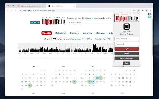 Wayback Machine: ดูประวัติเว็บไซต์และเก็บข้อมูลย้อนหลังฟรี - Screenshot 1