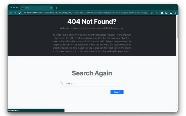 ดาวน์โหลด Errors.net Extension ล่าสุด – แก้ไขหน้าเว็บ Error ฟรี - Screenshot 1